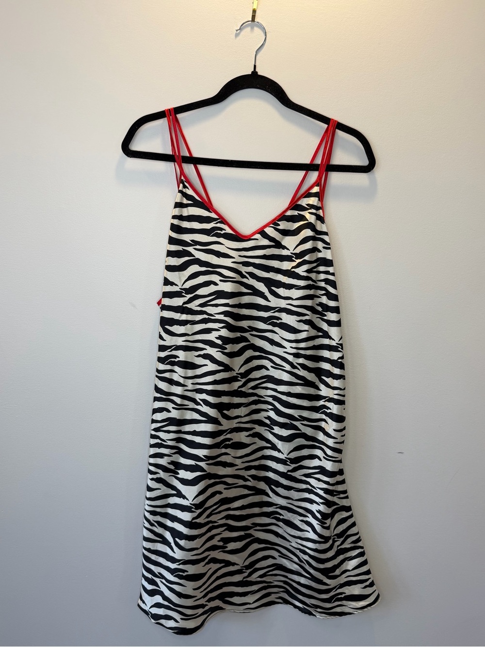 Zebra Print Slip Dress with Red Trim - Women's Intimates